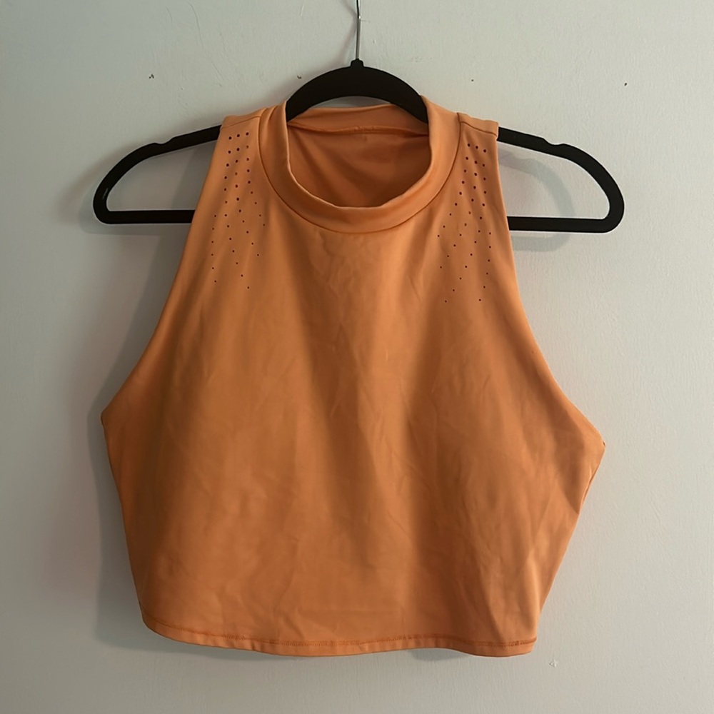 Orange, cropped workout top